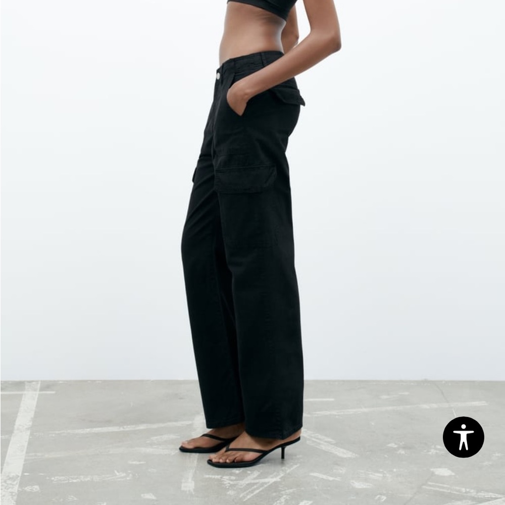 Zara TRF high rise straight cargo pants